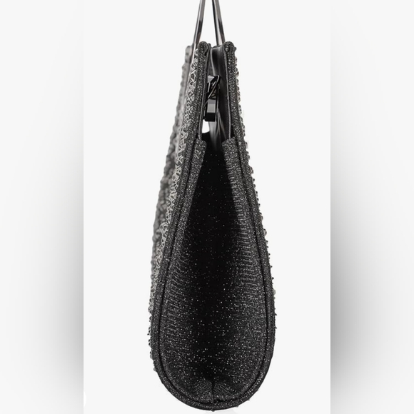 Black Rhinestone Clutch with Crystal Handle - Picture 2 of 7